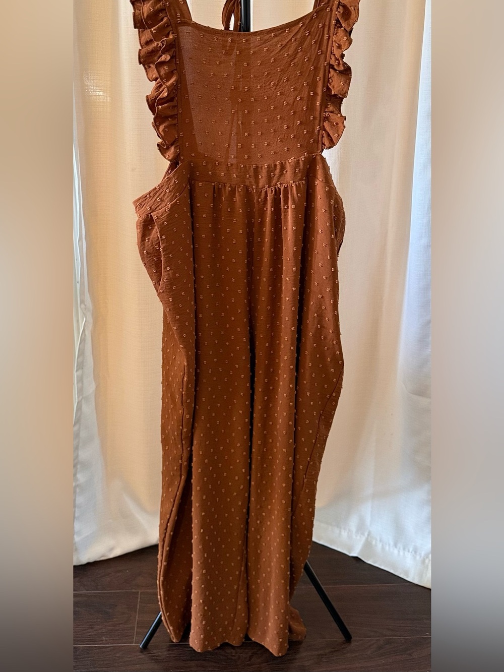 SHEIN Curve Rust Brown Textured Jumpsuit